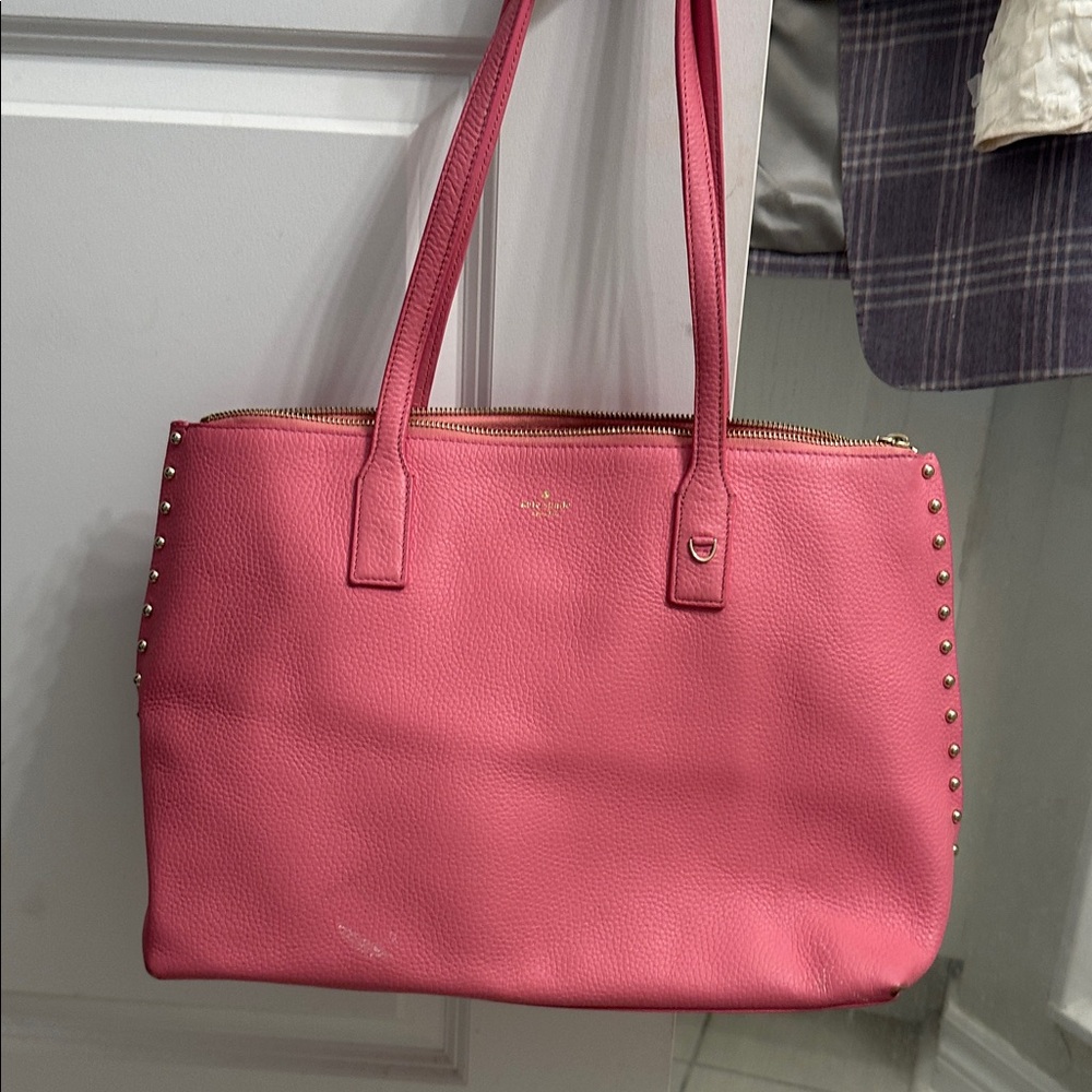 Kate Spade Vibrant Pink Tote with Gold Studs